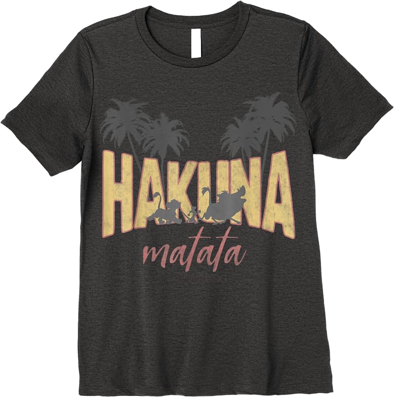 Disney Lion King Vintage Hakuna Matata Logo Graphic T Shirts Dark Heather