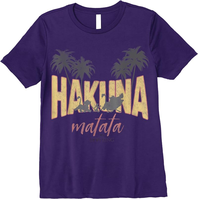 Disney Lion King Vintage Hakuna Matata Logo Graphic T Shirts Purple