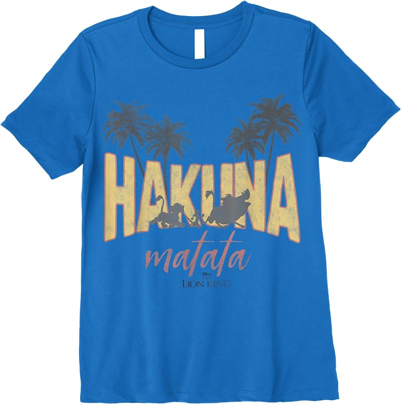 Disney Lion King Vintage Hakuna Matata Logo Graphic T Shirts Royal Blue