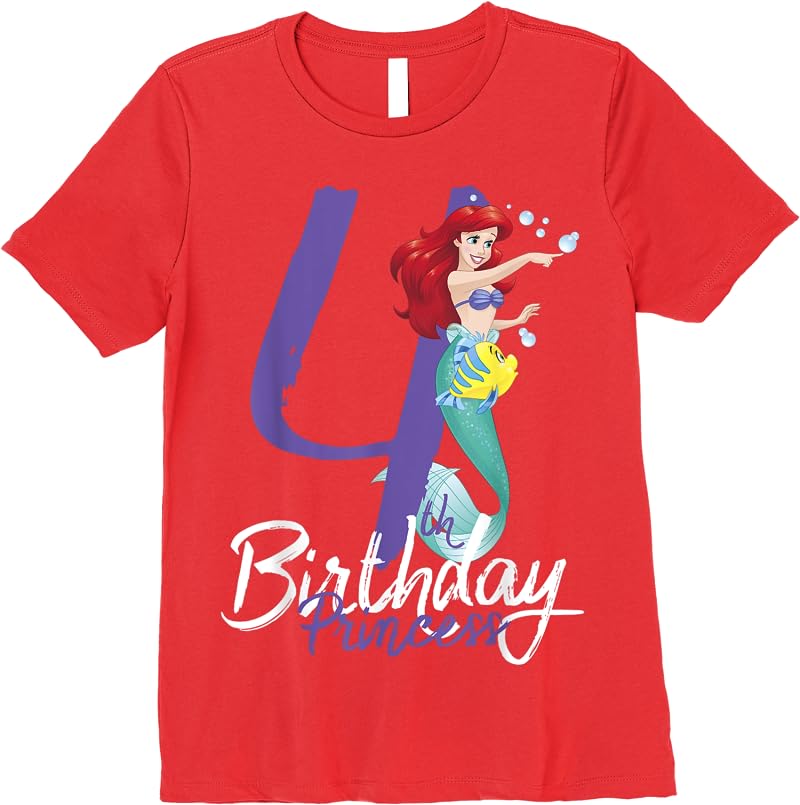 Disney Little Mermaid Ariel 4th Birthday Princess T Shirts Red