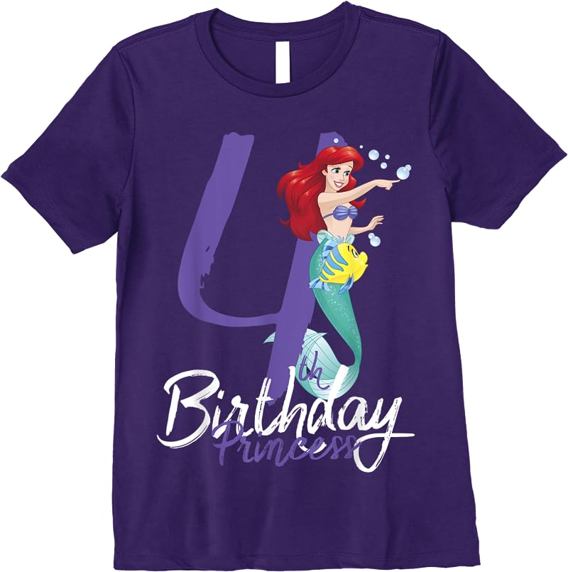 Disney Little Mermaid Ariel 4th Birthday Princess T Shirts Purple