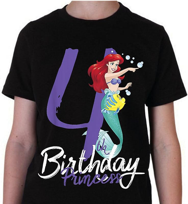 Disney Little Mermaid Ariel 4th Birthday Princess T-Shirts – Perfect Gift for Girls