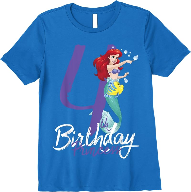 Disney Little Mermaid Ariel 4th Birthday Princess T Shirts Royal Blue
