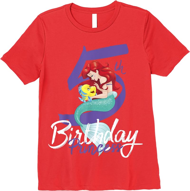 Disney Little Mermaid Ariel 5th Birthday Princess T Shirts Red Disney Little Mermaid Ariel 5th Birthday Princess T Shirts Red