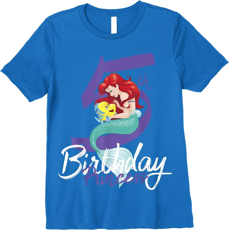 Disney Little Mermaid Ariel 5th Birthday Princess T Shirts Royal Blue Disney Little Mermaid Ariel 5th Birthday Princess T Shirts Royal Blue