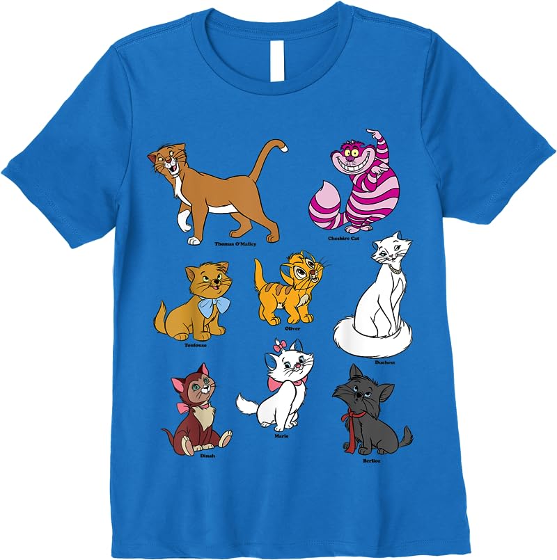 Disney Mickey And Friends Cats Portraits T Shirts Royal Blue