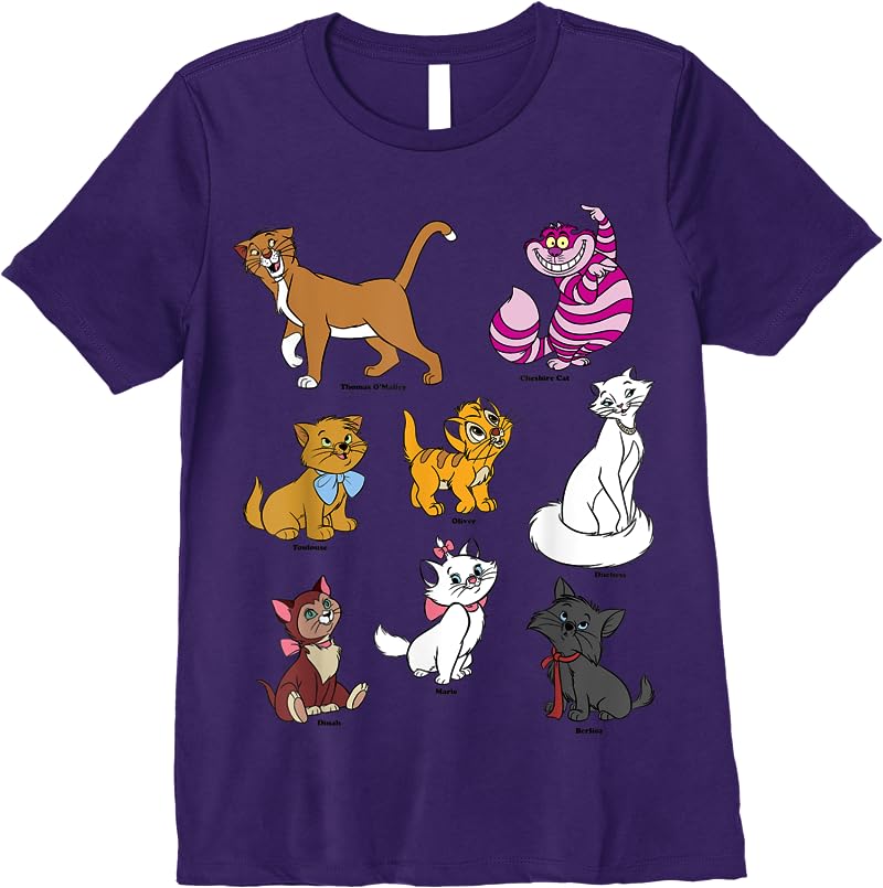 Disney Mickey And Friends Cats Portraits T Shirts Purple