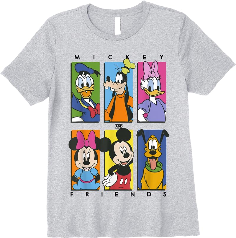 Disney Mickey And Friends Group Shot Panels T Shirts Sport Grey Disney Mickey And Friends Group Shot Panels T Shirts Sport Grey