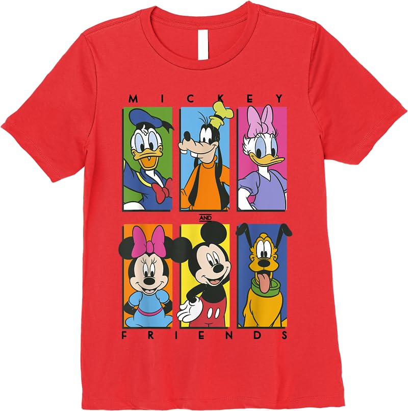 Disney Mickey And Friends Group Shot Panels T Shirts Red Disney Mickey And Friends Group Shot Panels T Shirts Red