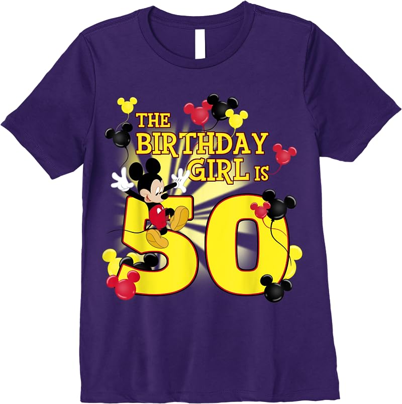 Disney Mickey And Friends Mickey 50th Birthday Girl T Shirts Purple Disney Mickey And Friends Mickey 50th Birthday Girl T Shirts Purple
