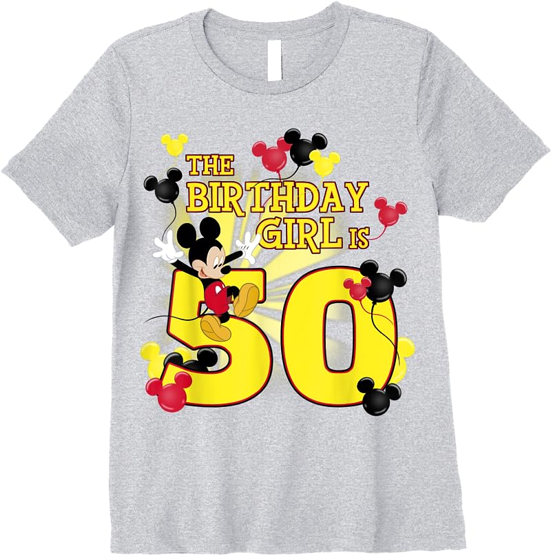 Disney Mickey And Friends Mickey 50th Birthday Girl T Shirts Sport Grey Disney Mickey And Friends Mickey 50th Birthday Girl T Shirts Sport Grey