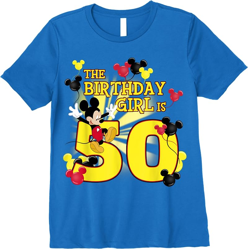 Disney Mickey And Friends Mickey 50th Birthday Girl T Shirts Royal Blue Disney Mickey And Friends Mickey 50th Birthday Girl T Shirts Royal Blue
