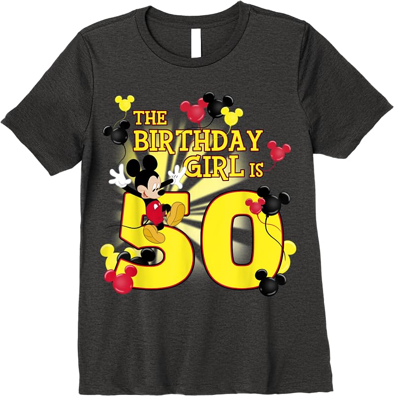 Disney Mickey And Friends Mickey 50th Birthday Girl T Shirts Dark Heather Disney Mickey And Friends Mickey 50th Birthday Girl T Shirts Dark Heather