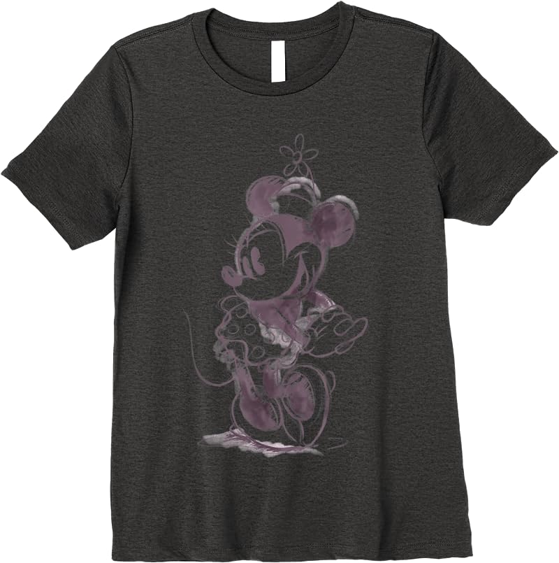 Disney Mickey And Friends Minnie Mouse Sketch Portrait T Shirts Dark Heather