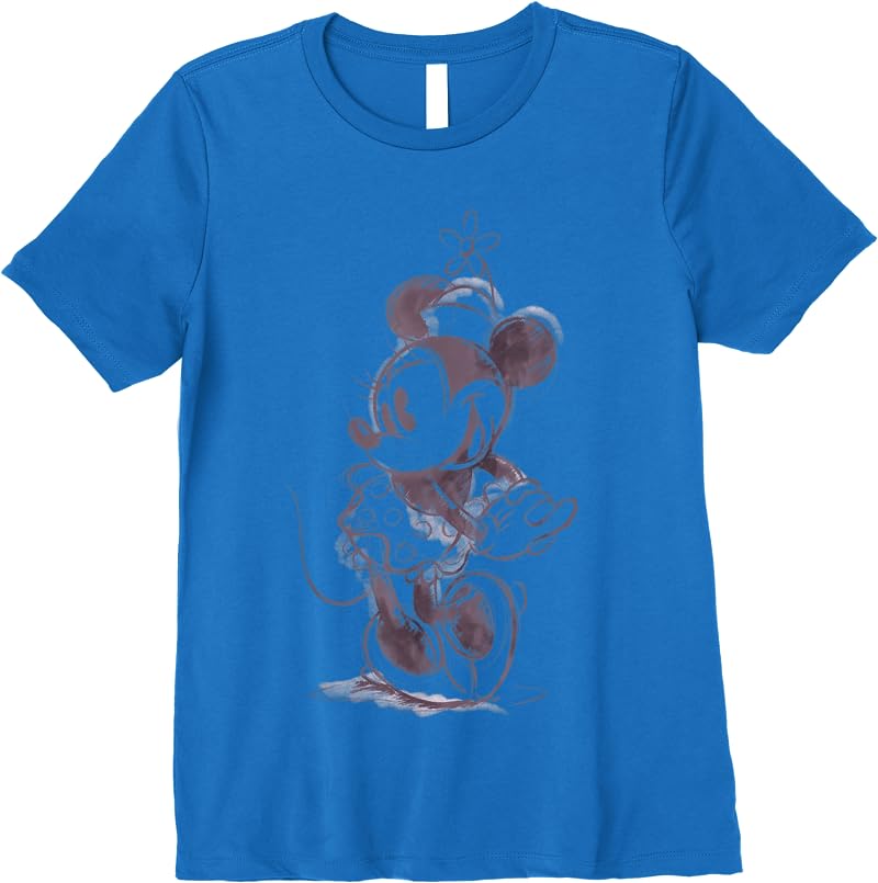 Disney Mickey And Friends Minnie Mouse Sketch Portrait T Shirts Royal Blue