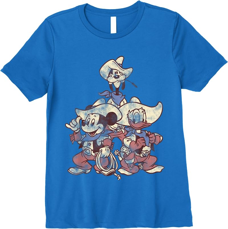 Disney Mickey Friends Goofy Donald Mickey Cowboy Up T Shirts Royal Blue