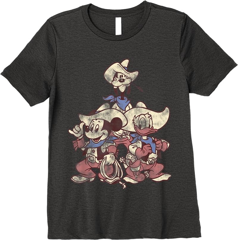 Disney Mickey Friends Goofy Donald Mickey Cowboy Up T Shirts Dark Heather