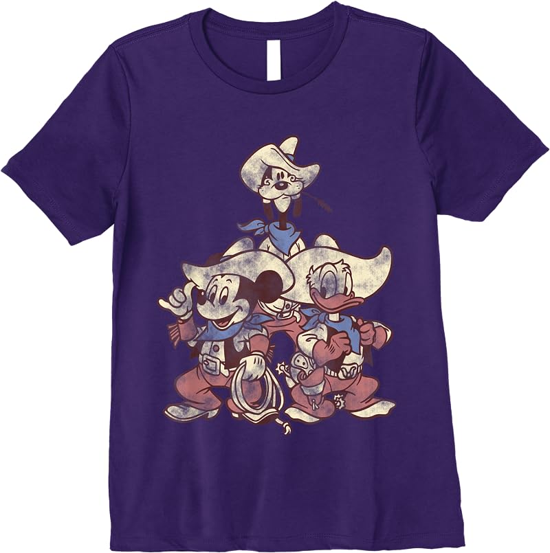 Disney Mickey Friends Goofy Donald Mickey Cowboy Up T Shirts Purple