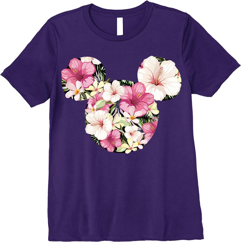 Disney Mickey Friends Mickey Floral Fill T Shirts Purple