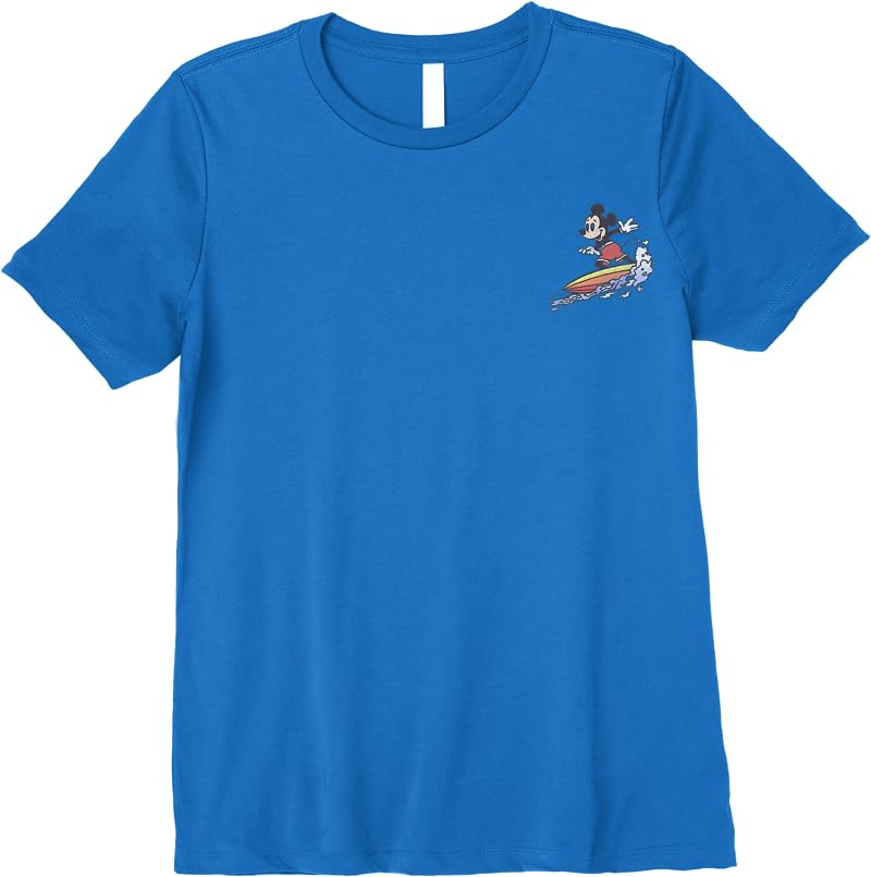 Disney Mickey Friends Surfing Mickey Left Chest T Shirts Royal Blue