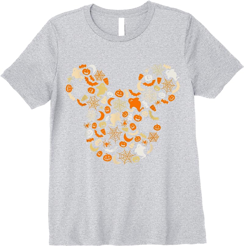 Disney Mickey Mouse Halloween Ghosts Pumpkins Spiders T Shirts Sport Grey