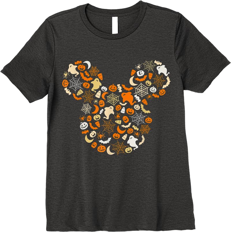 Disney Mickey Mouse Halloween Ghosts Pumpkins Spiders T Shirts Dark Heather