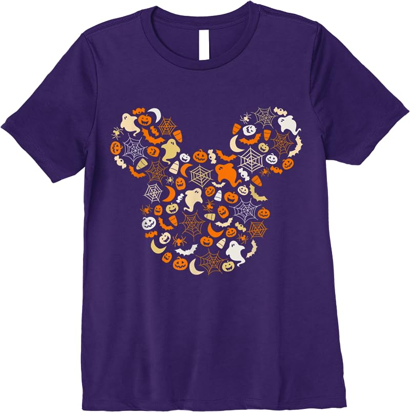 Disney Mickey Mouse Halloween Ghosts Pumpkins Spiders T Shirts Purple