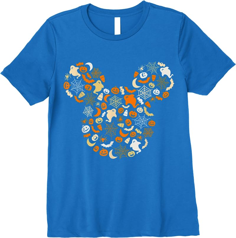 Disney Mickey Mouse Halloween Ghosts Pumpkins Spiders T Shirts Royal Blue