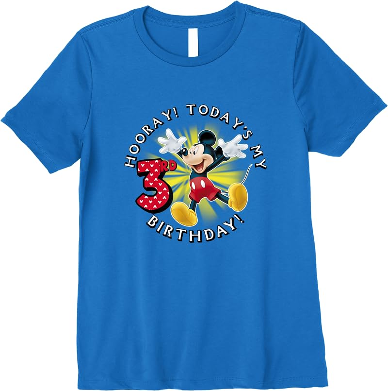 Disney Mickey Mouse Hooray Todays My 3rd Birthday T Shirts Royal Blue Disney Mickey Mouse Hooray Todays My 3rd Birthday T Shirts Royal Blue