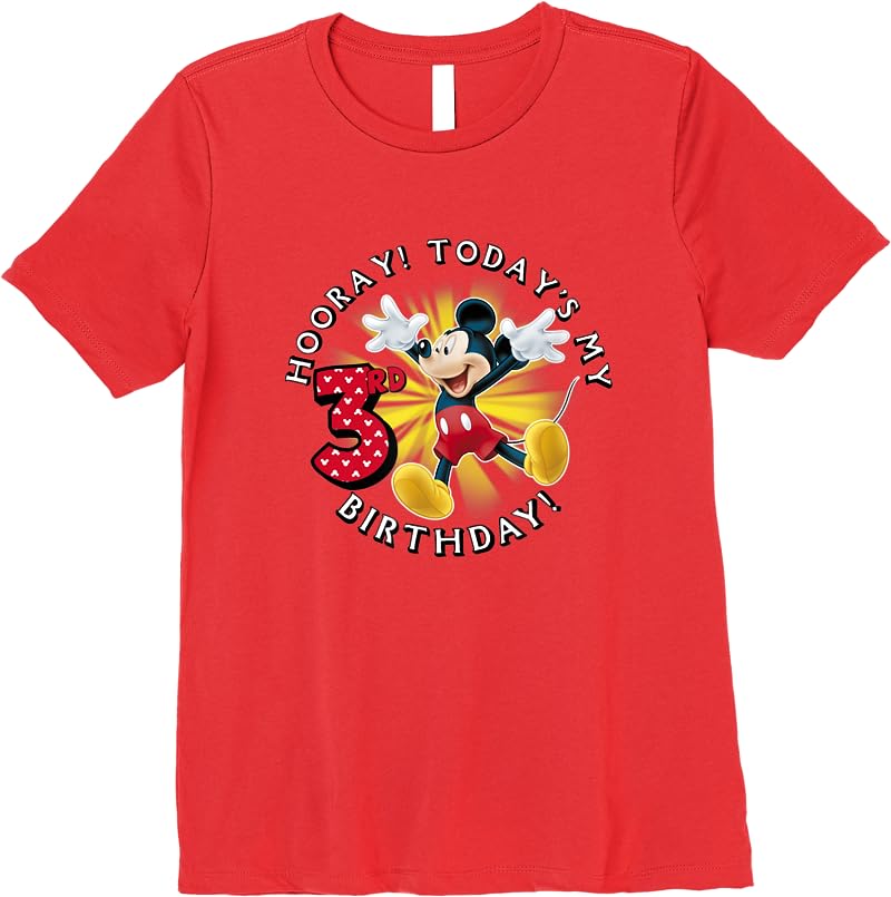 Disney Mickey Mouse Hooray Todays My 3rd Birthday T Shirts Red Disney Mickey Mouse Hooray Todays My 3rd Birthday T Shirts Red