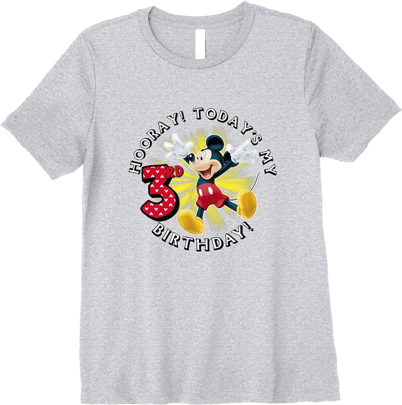 Disney Mickey Mouse Hooray Todays My 3rd Birthday T Shirts Sport Grey Disney Mickey Mouse Hooray Todays My 3rd Birthday T Shirts Sport Grey