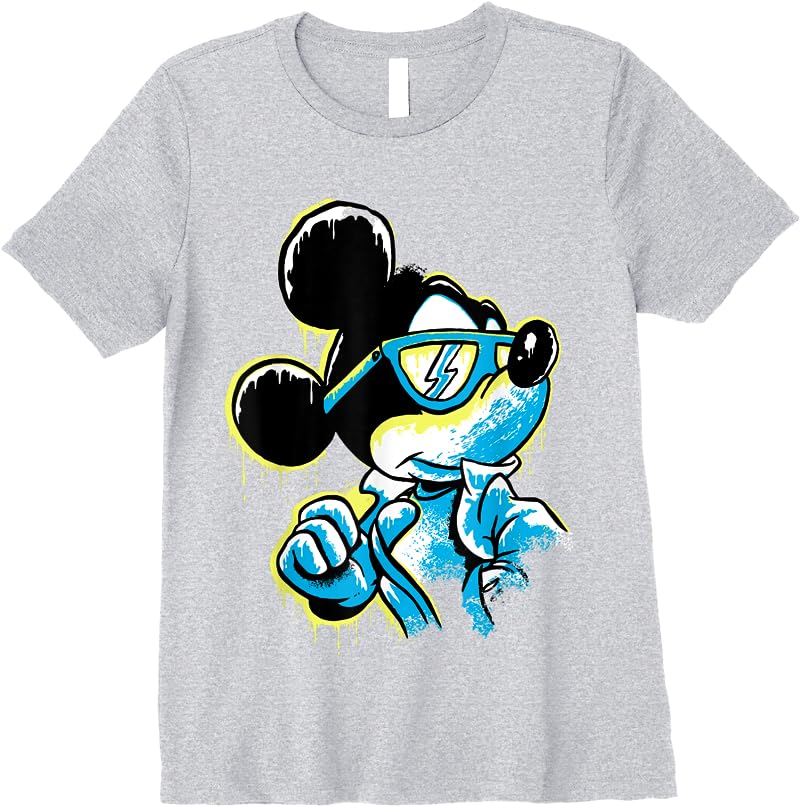 Disney Mickey Mouse Icy Cool Paint Drip T Shirts Sport Grey