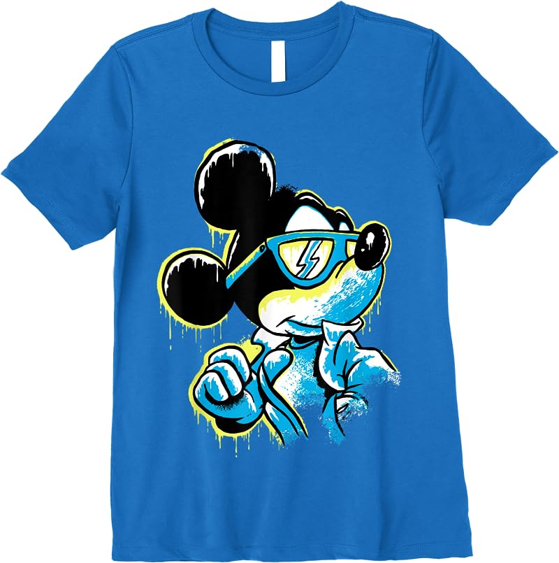 Disney Mickey Mouse Icy Cool Paint Drip T Shirts Royal Blue