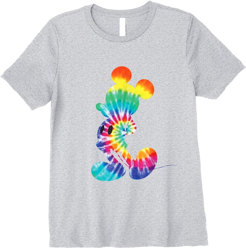 Disney Mickey Mouse Rainbow Tie Dye T Shirts Sport Grey