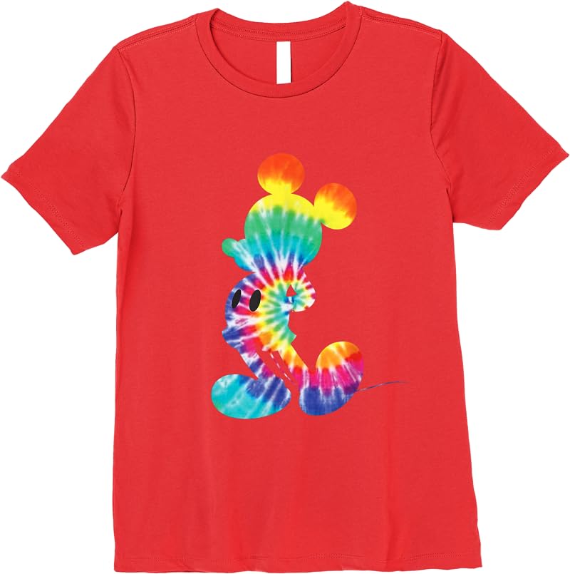 Disney Mickey Mouse Rainbow Tie Dye T Shirts Red