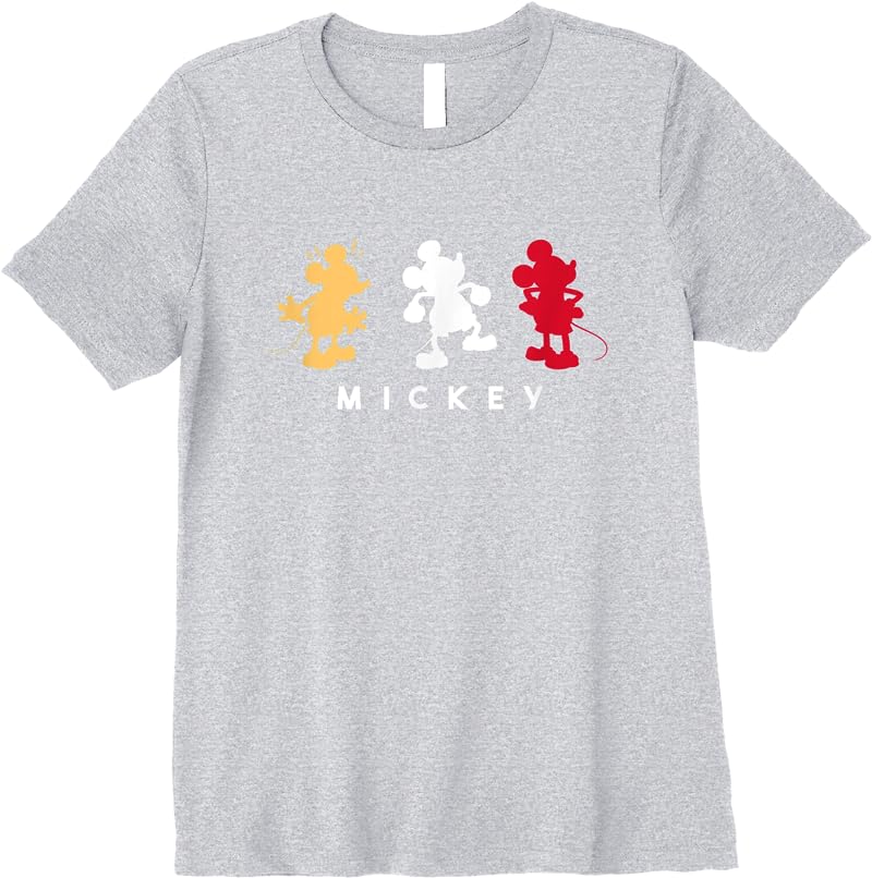 Disney Mickey Silhouette Trio T Shirts Sport Grey
