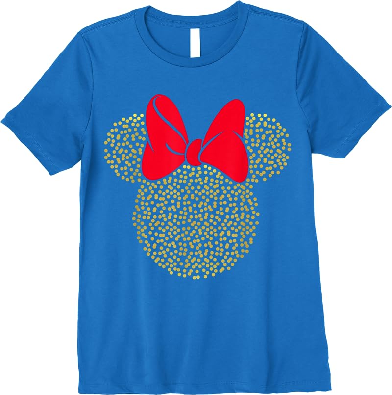 Disney Minnie Mouse Dotted Gold Icon T Shirts Royal Blue