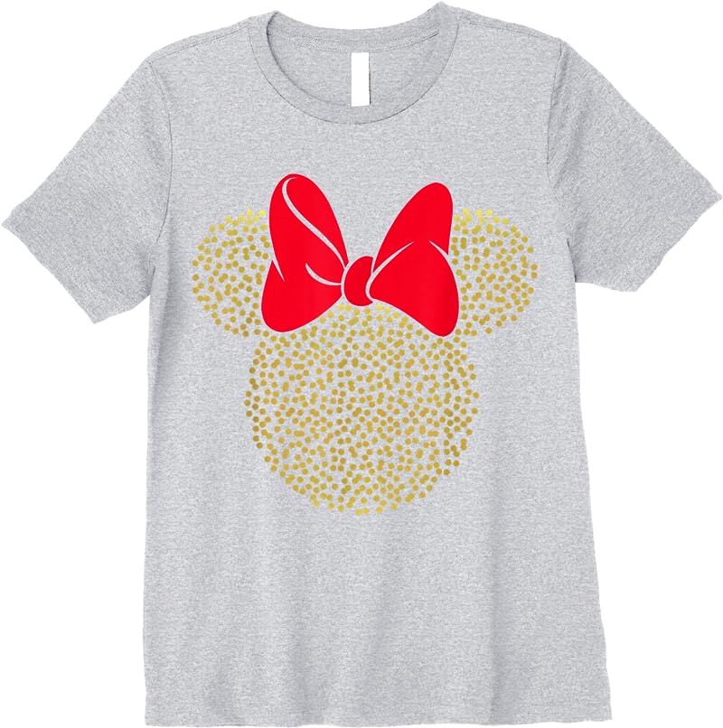 Disney Minnie Mouse Dotted Gold Icon T Shirts Sport Grey