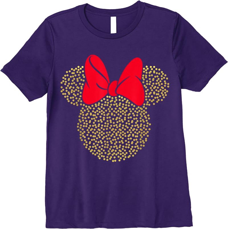 Disney Minnie Mouse Dotted Gold Icon T Shirts Purple