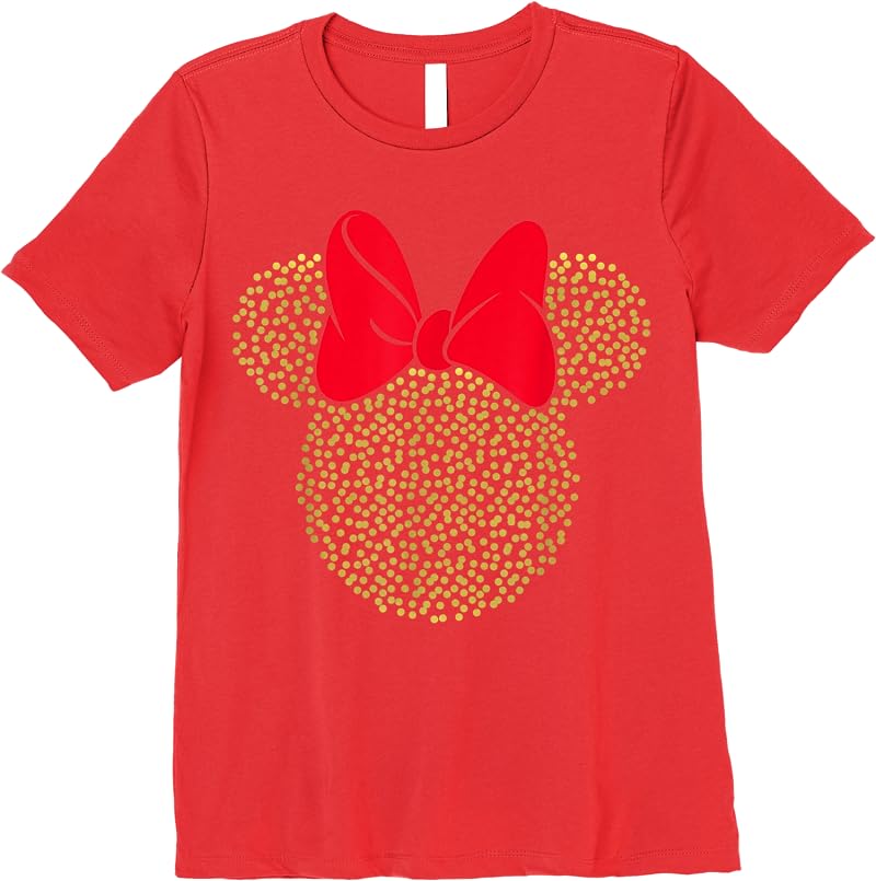 Disney Minnie Mouse Dotted Gold Icon T Shirts Red