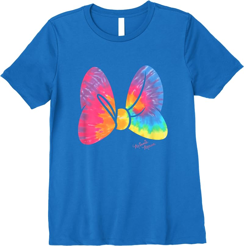 Disney Minnie Mouse Large Tie Dye Bow T Shirts Royal Blue