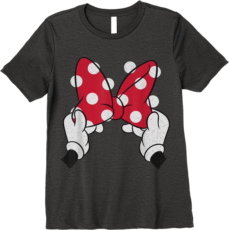 Disney Minnie Mouses Red Polka Dot Bow T Shirts Dark Heather
