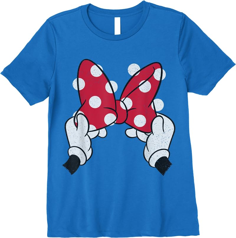 Disney Minnie Mouses Red Polka Dot Bow T Shirts Royal Blue
