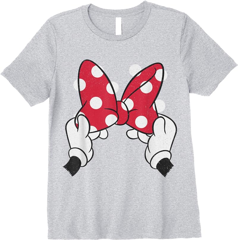 Disney Minnie Mouses Red Polka Dot Bow T Shirts Sport Grey