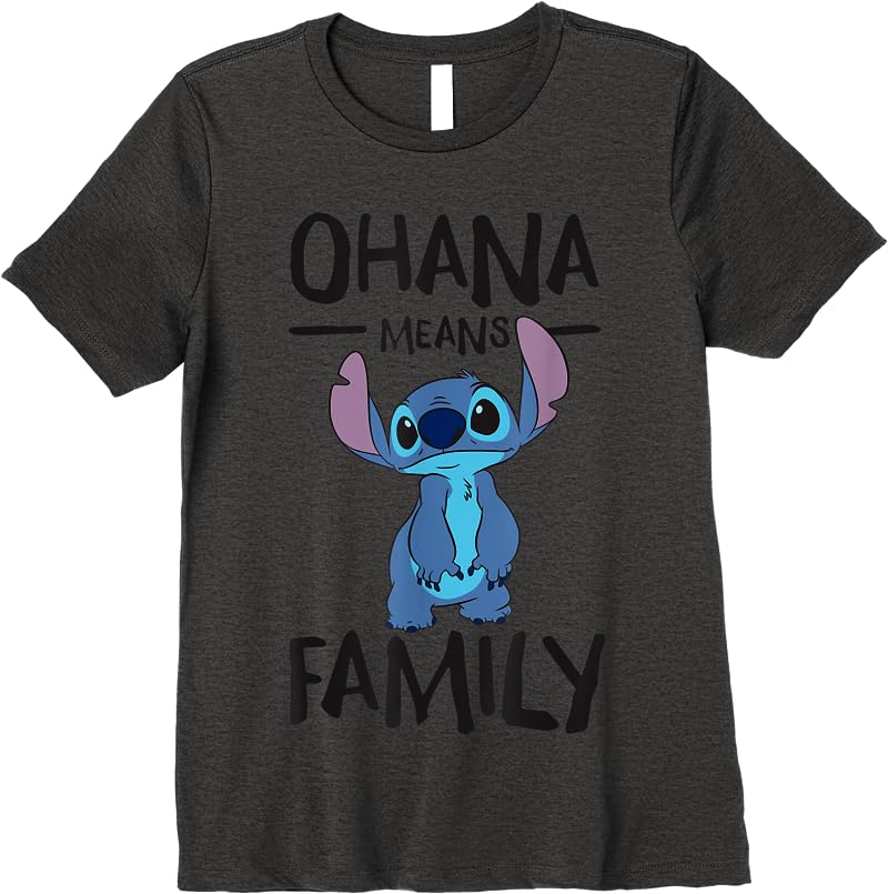 Disney Ohana Means Family Stitch T Shirts Dark Heather Disney Ohana Means Family Stitch T Shirts Dark Heather