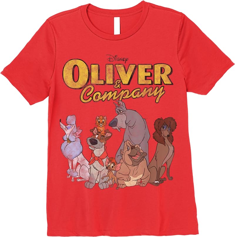 Disney Oliver And Company Group Shot Vintage Portrait T Shirts Red Disney Oliver And Company Group Shot Vintage Portrait T Shirts Red