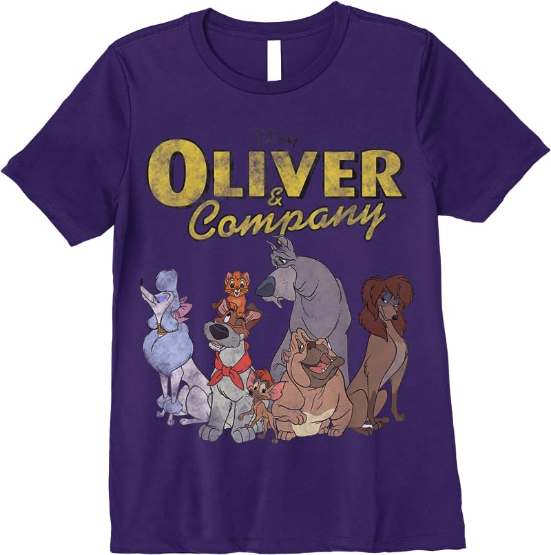 Disney Oliver And Company Group Shot Vintage Portrait T Shirts Purple Disney Oliver And Company Group Shot Vintage Portrait T Shirts Purple