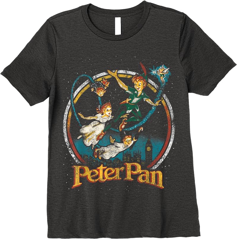 Disney Peter Pan Group London Flyin Graphic T Shirts Dark Heather
