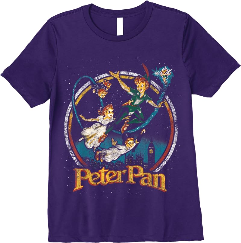 Disney Peter Pan Group London Flyin Graphic T Shirts Purple