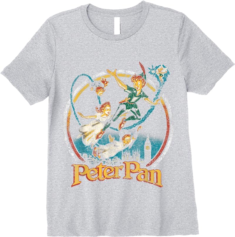 Disney Peter Pan Group London Flyin Graphic T Shirts Sport Grey